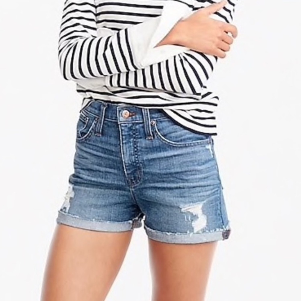 J Crew Distressed Jean Denim Shorts Size 27